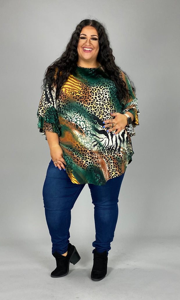 30 PQ-L {Going My Way} Multi-Color Animal Print Tunic EXTENDED PLUS SIZE 3X 4X 5X