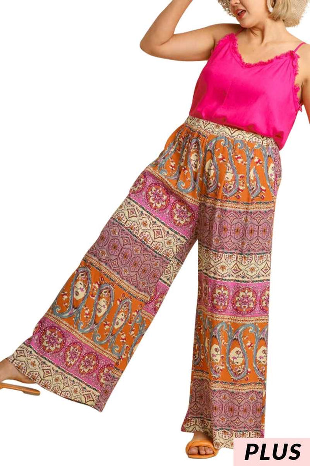 BT-C {Hippie Baby) UMGEE Multi Printed Palazzo Pants PLUS SIZE XL 1X 2X