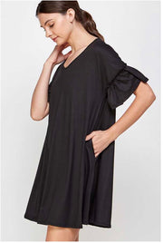 72 SSS-C {Looking for Love} Black Dress W/V-Neck  Plus Size 1X 2X 3X