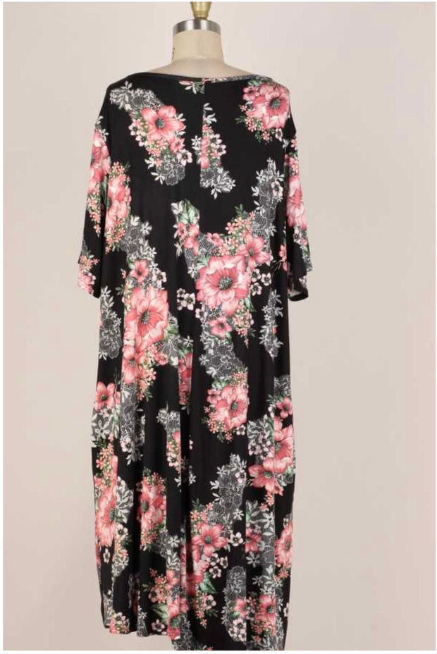 72 PSS-I {A Little Bit of Lace} Black Floral Dress Extended Plus 3X 4X 5X
