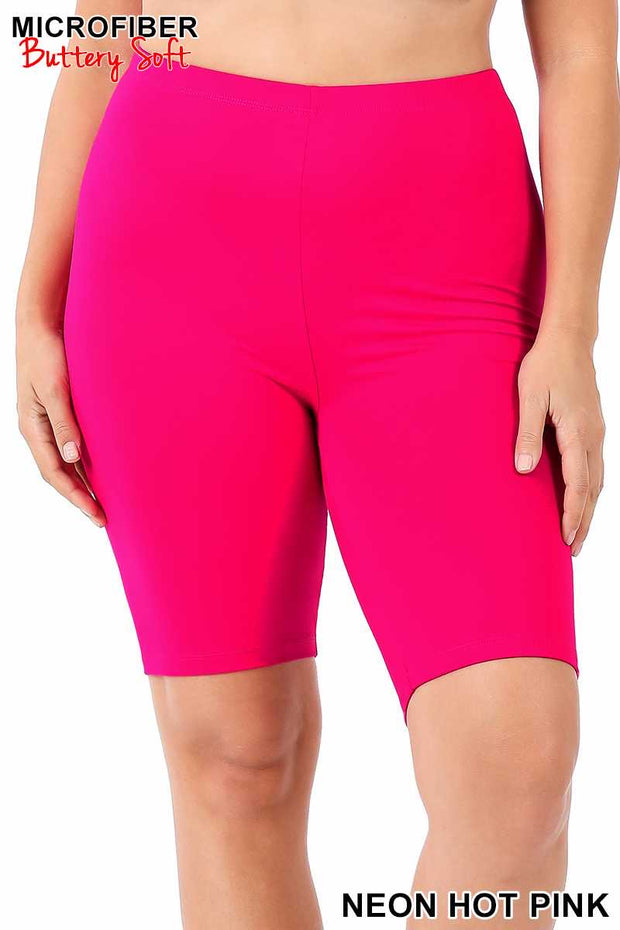 LEG -98   {Adventure Unlimited} Neon Hot Pink Biker Shorts PLUS SIZE 1X 2X 3X