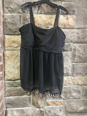 SWIM-C {Sunny Getaway} Black 2 Piece Tassel Swimsuit EXTENDED PLUS SIZE 3X 4X