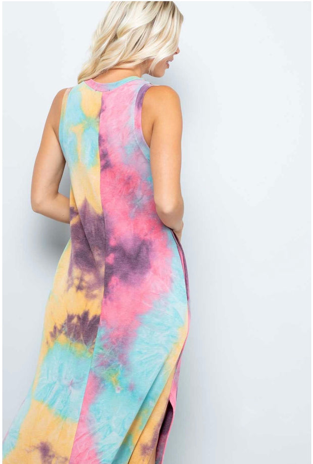 LD-A {My Rainbow}  SALE! Tie Dye V-Neck Maxi Dress PLUS SIZE 1X 2X 3X