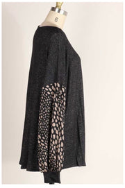 CP-X {Get To Me} ***FLASH SALE***Black Tunic Mocha Spot Bubble Sleeve PLUS SIZE XL 2X 3X