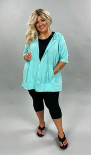 89 OT-J {Paint the Town} AQUA French Terry Hoodie  CURVY BRAND!!  EXTENDED PLUS SIZE 3X 4X 5X 6X