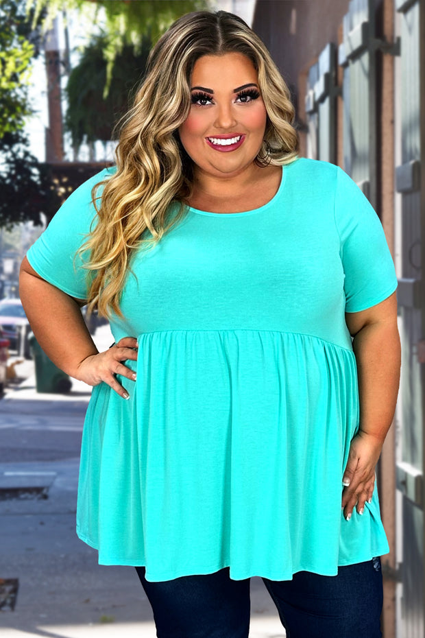 34 SSS-D {Feeling The Love} Mint Babydoll Tunic PLUS SIZE 1X 2X 3X