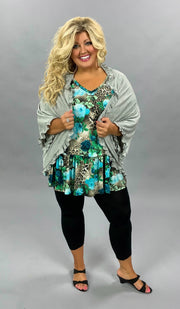 OT-H{Shrug Your Shoulders)  SALE!! Heather Gray Cardigan With Tiny Ruffle Edge PLUS SIZE 1X 2X 3X