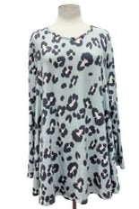 70 PLS-F {Ready To Roar} Light Blue Animal Print Top EXTENDED PLUS SIZE 3X 4X 5X