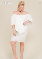 75 OS-A {The Randa} IVORY Off Shoulder Dress PLUS SIZE 1X 2X 3X