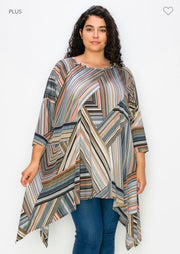 22 PQ-X {My Precious One} ***SALE***Pewter/Multi-Color Printed Top EXTENDED PLUS SIZE 3X 4X 5X