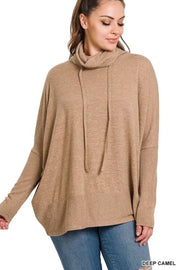 44 SLS-A {Sweet Advice} Deep Camel Cowl Neck Top SALE!! PLUS SIZE 1X 2X 3X