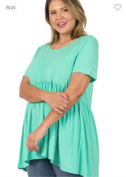 34 SSS-D {Feeling The Love} Mint Babydoll Tunic PLUS SIZE 1X 2X 3X