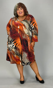 85 PQ-Z {Reserved For Fun} Rust Animal Print V-Neck Dress EXTENDED PLUS SIZE 3X 4X 5X
