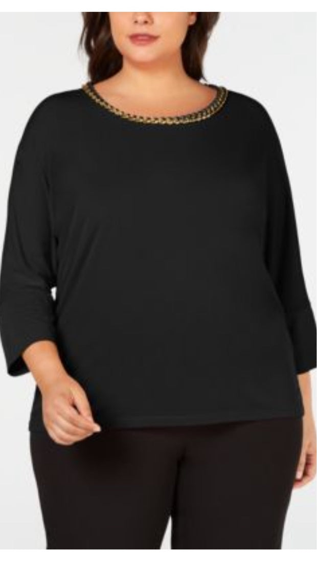 SD-A M-109 {Calvin Klein} Black Chain-Link  Top Retail $79.50 PLUS SIZE 1X ***FLASH SALE***