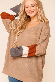 23 CP-N {Running Hot} Mocha Colored Sleeve Sweater SALE!! PLUS SIZE XL 2X 3X