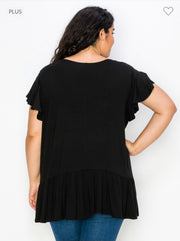 76 CP-C {From One Curvy To Another} Black V-Neck Top ***SALE***CURVY BRAND!!!  EXTENDED PLUS SIZE 3X 4X 5X 6X