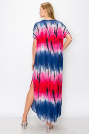 LD-G {Perfectly Simple} ***SALE***Blue Bamboo Tie Dye Dress PLUS SIZE 1X 2X 3X