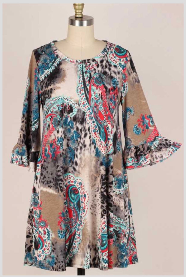 84 PQ-A {Paisley Longing} Multi-Color Paisley Top PLUS SIZE 1X 2X 3X