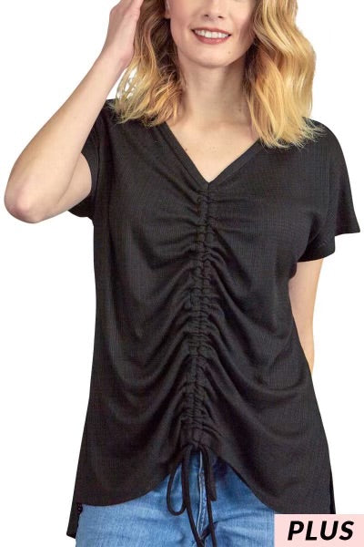 33 SSS-B {Nighttime Fun} Black Drawstring Top PLUS SIZE XL 2X 3X