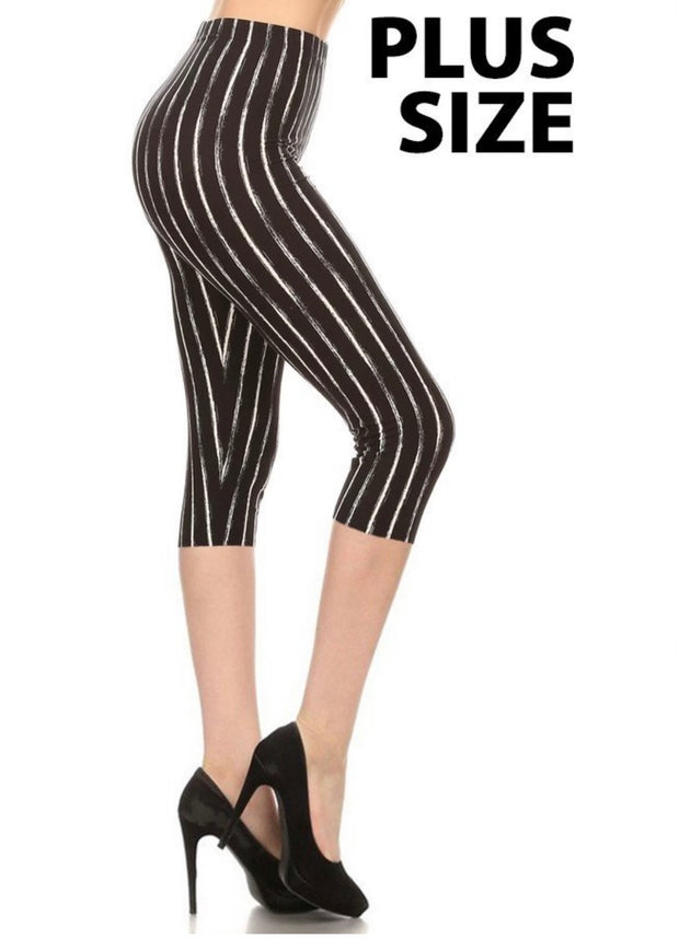 LEG-67- {Work It Out) Black Bamboo Butter Soft Capri Leggings Plus Size