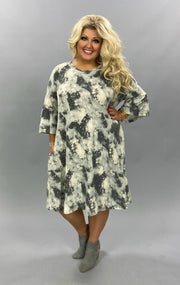 PQ-S {Campfire Nights} ***FLASH SALE***Charcoal Tie Dye Knit Dress EXTENDED PLUS SIZE 4X 5X 6X