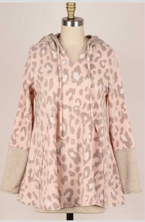 12 HD-A {Sweet & Simple} Peach/Tan Animal Print Hoodie PLUS SIZE 1X 2X 3X  SALE!!!!