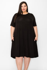 60 SSS-H {Secret Admirer} Black Midi Dress w/Pockets EXTENDED PLUS SIZE 4X 5X 6X