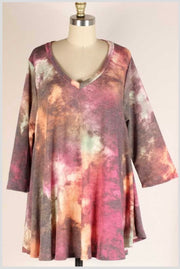 18 PQ-A {Endless Horizons} Plum Tie Dye Tunic  SALE!!! PLUS SIZE 1X 2X 3X