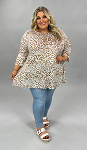 87 PQ-F {The Style Goes On} Lt. Taupe Animal Print Tunic EXTENDED PLUS SIZE 3X 4X 5X SALE!!!