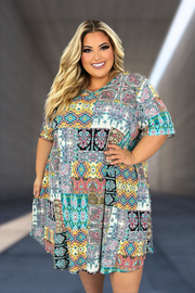 70 PSS-I {Classy Since Birth} Mint Print V-Neck Dress EXTENDED PLUS SIZE 3X 4X 5X