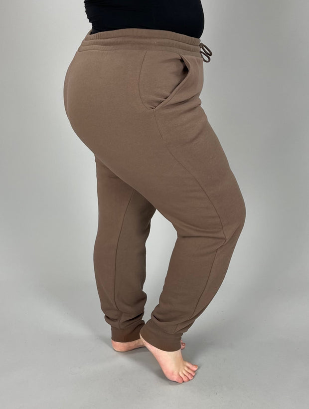 BT-O {Warm & Cozy} Mocha Fleece Lined Drawstring Pants PLUS SIZE 1X 2X 3X