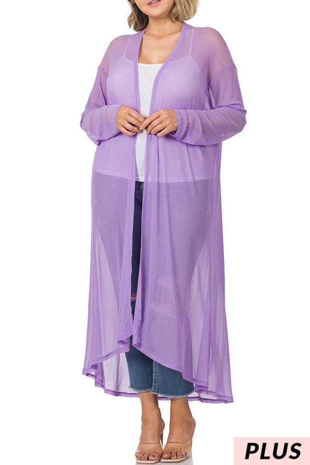 LD-F {New Chapters} Lavender Sheer Mesh Duster PLUS SIZE XL 2X 3X