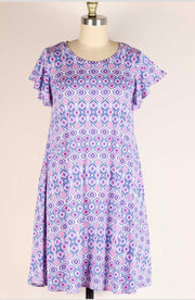 95 PSS-B {Beauty In You} Navy/Pink Print Dress PLUS SIZE 1X 2X 3X  *** FLASH SALE***