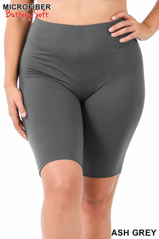 LEG - 98  {Adventure Unlimited} Ash Grey Biker Shorts PLUS SIZE 1X 2X 3X