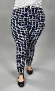 BIN 98 {Incredible Design} Navy Print Leggings EXTENDED PLUS SIZE 3X/5X