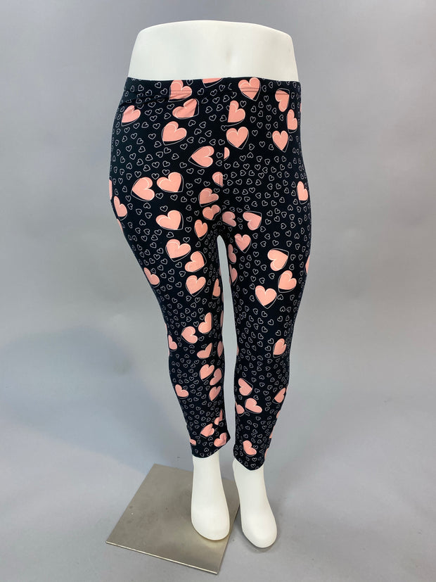 Leg-14 {Simple Love} Heart Printed Capri Leggings