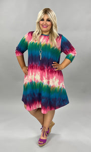 90 PQ-S {Day For Love} Magenta/Multi-Color Print Dress PLUS SIZE 1X 2X 3X SALE!!!