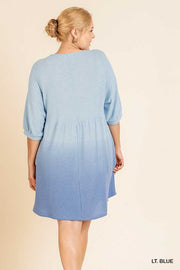 PSS-E {Atmosphere} "UMGEE" Sale! Blue Gradient Babydoll Dress PLUS SIZE XL 1X 2X