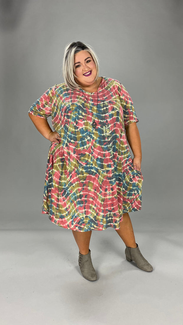 33 PSS-Z {Southern Charm} Multi-Color Print V-Neck Dress EXTENDED PLUS SIZE 3X 4X 5X