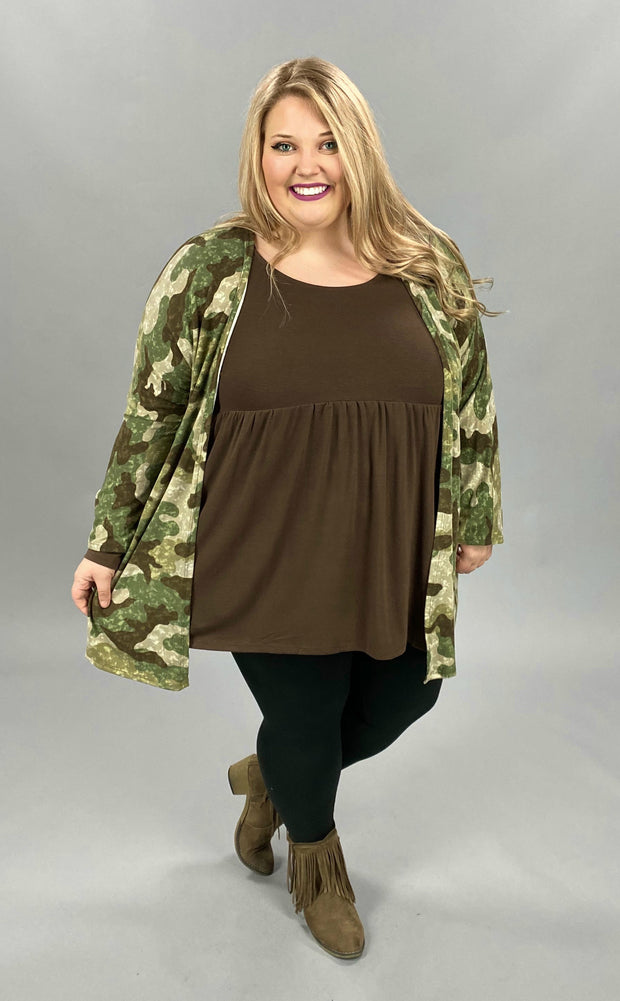 21 OT-X {Hide From Me} Olive Moss Camo Print Cardigan PLUS SIZE XL 2X 3X