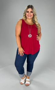 48 SV-F {Simply Delightful} Burgundy Sleeveless Tank PLUS SIZE 1X 2X 3X