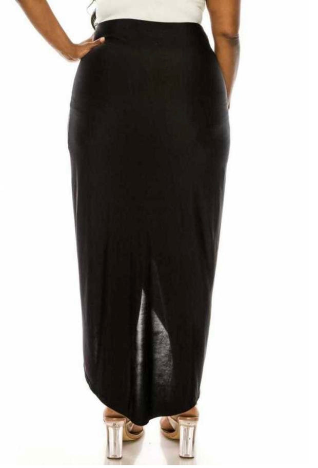 BT-U {Runway Ready} Black Hi-Low Skirt W/Gathered Waist PLUS SIZE 1X 2X 3X SALE!!!!