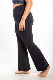 LEG-16 {So Carefree} Black Flared Yoga Pants PLUS SIZE XL 1X 2X 3X