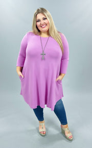 FLASH SALE!! 50 SQ-F (Simply Cute) Solid Lilac Tunic with Pockets 1X 2X 3X Plus Size