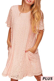 21 SD-A {Made Me Blush} Peach Lined Lace Dress PLUS SIZE XL 2X 3X