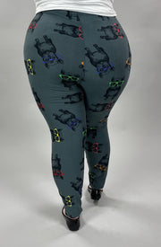 LEG-29 {Cool Pups}  Dogs w/Glasses Printed Leggings E XTENDED PLUS SIZE