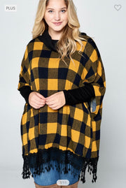 15 PSS-B {Cloak Me In Plaid}  Mustard/Black Plaid Top PLUS SIZE 1X 2X 3X