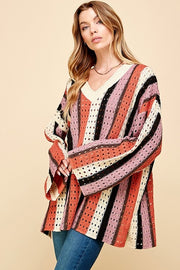 29 PLS-B {Heading North} Multi-Color Stripe Print Sweater SALE!! PLUS SIZE 1X/2X  2X/3X SALE!!!