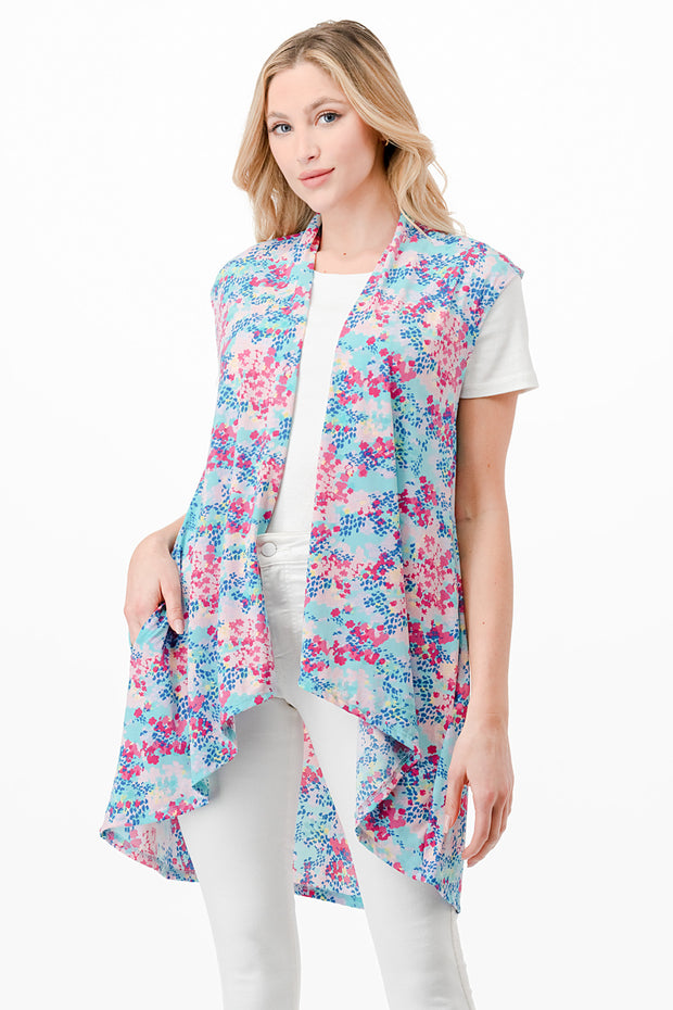 31 OT-A {Inner Sweetness}  SALE!! Mint Fuchsia Printed Vest PLUS SIZE 1X 2X 3X