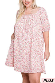 91 PSS-K {Feeling So Sweet} Pink Floral Lined Dress PLUS SIZE 1X 2X 3X